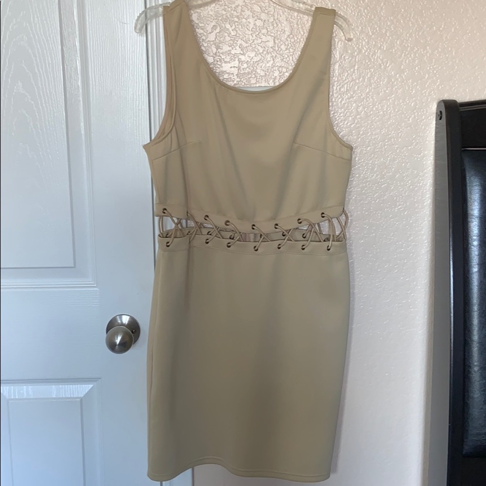 Knee length tan dress